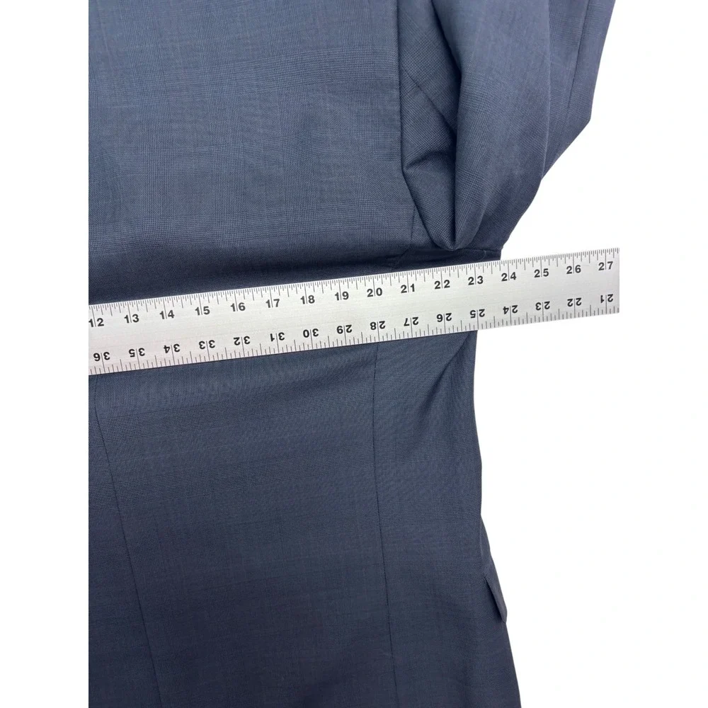 vtg 90s Zanieri Italy 44S 35x28 Navy Blue Plaid 2pc Pant Suit Tasmania Wool
